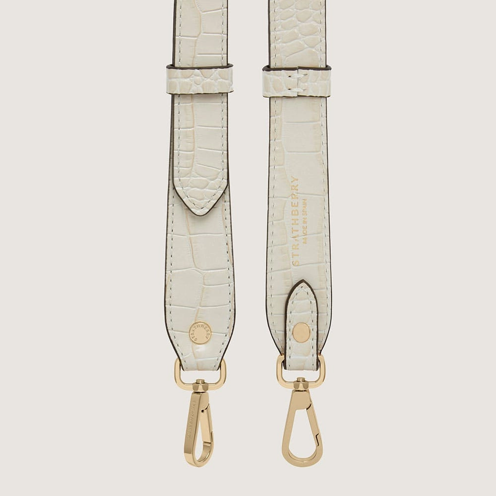 Adjustable Leather Strap - Croc-Embossed Leather Vanilla