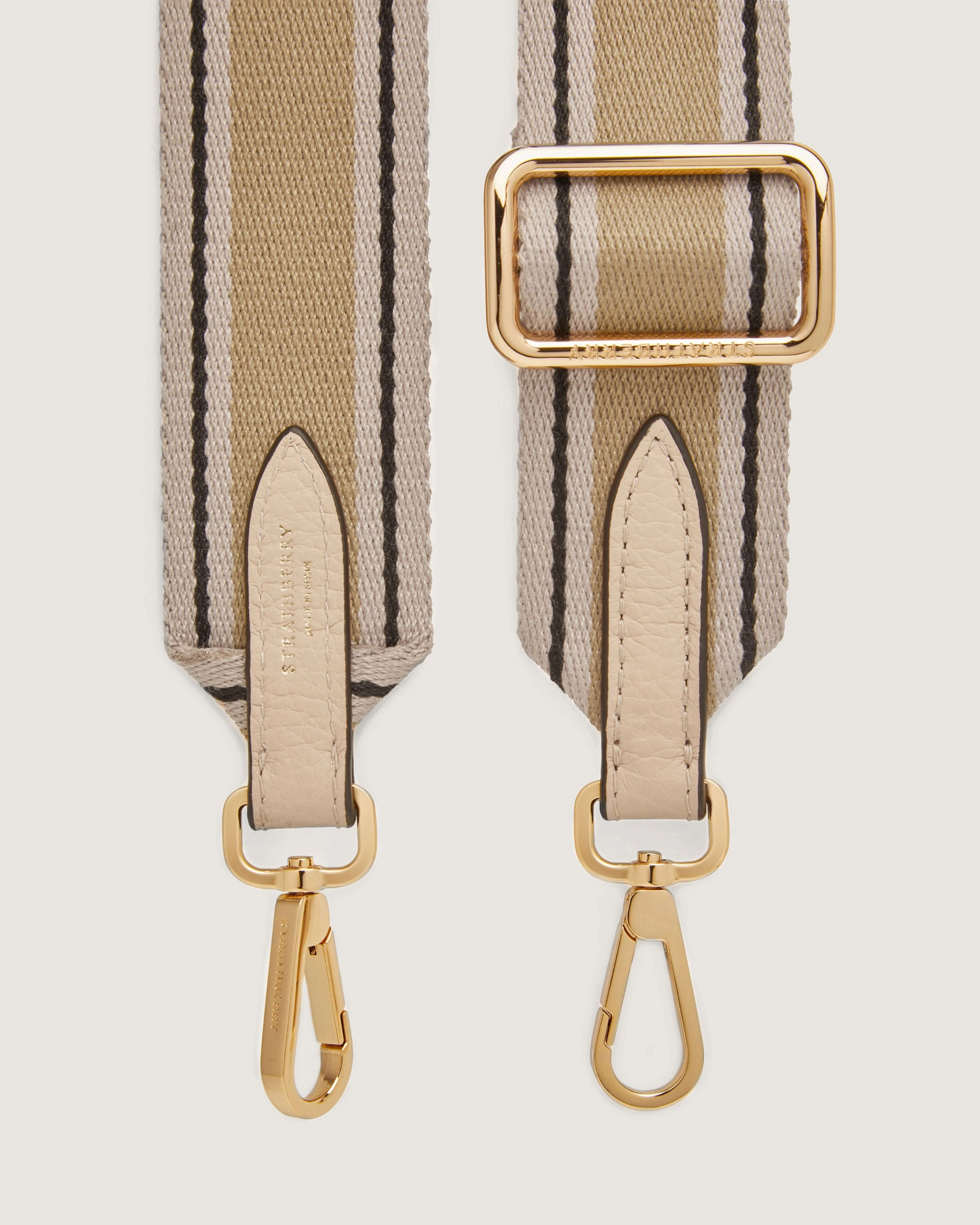 Adjustable Webbing Strap - Mushroom/Oat/Black Stripe