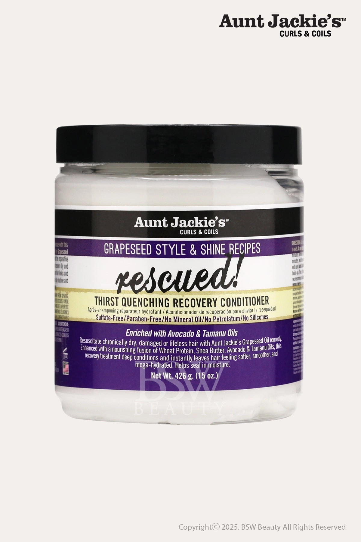AUNT JACKIE'S GRAPESEED STYLE & SHINE RECIPES RESCUED THIRST QUENCHING RECOVERY CONDITIONER 15oz