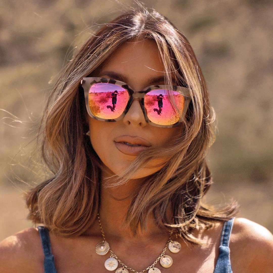 BELLA - CREAM TORTOISE   PINK MIRROR SUNGLASSES