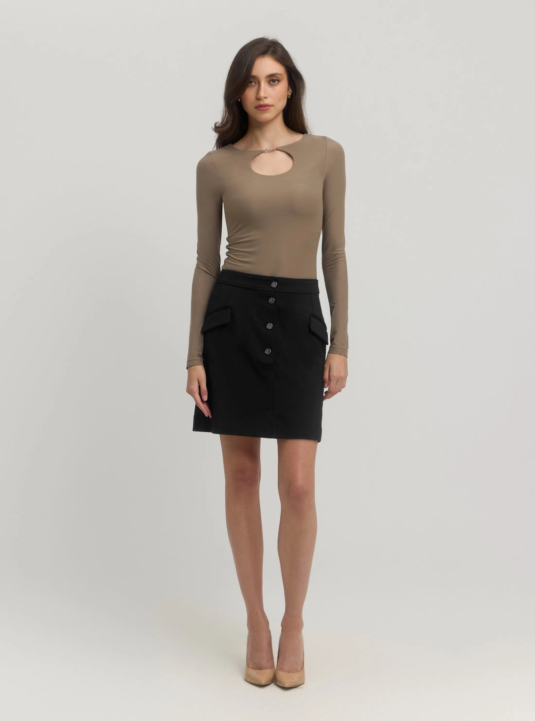 Black Lena Pocket Mini Skirt