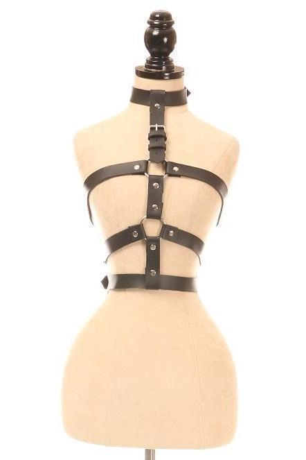 Black Vegan Leather Body Harness
