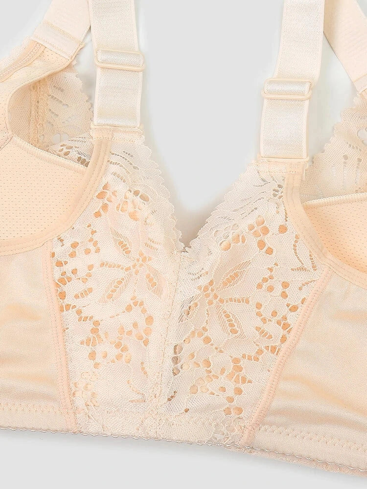 Breathable Front Closure Lace Floral Wire-free Bras