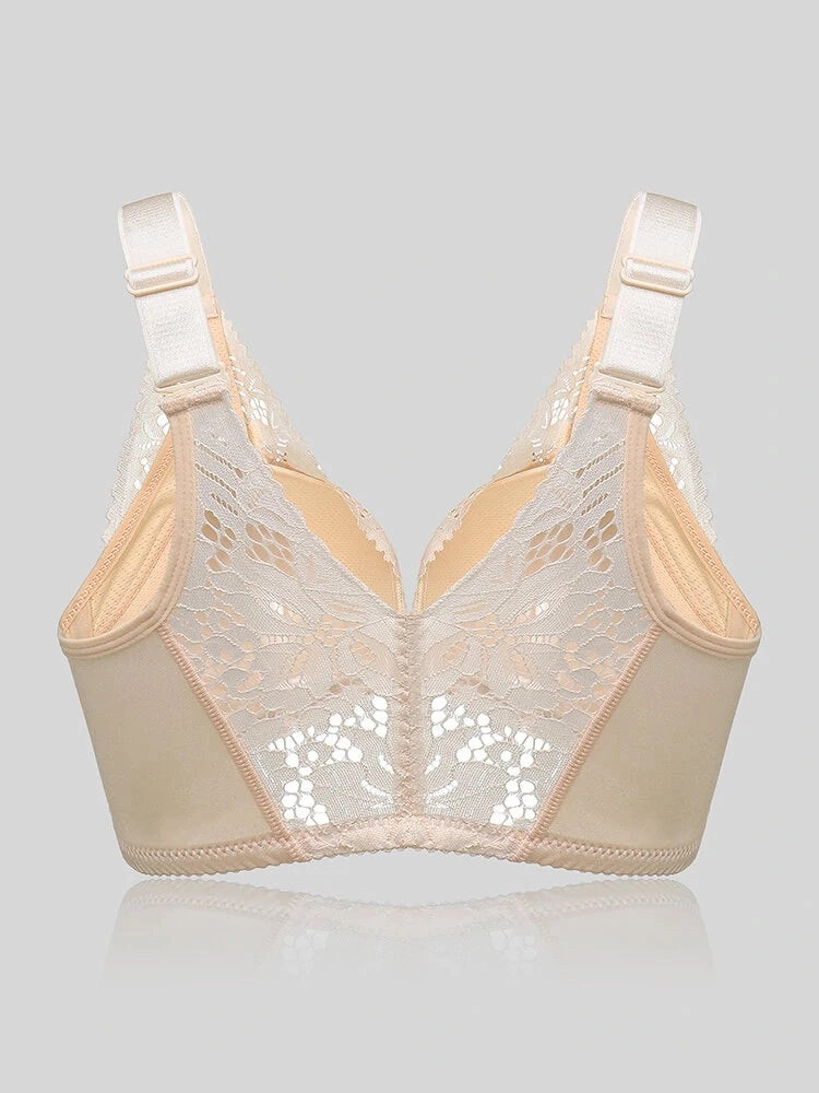 Breathable Front Closure Lace Floral Wire-free Bras