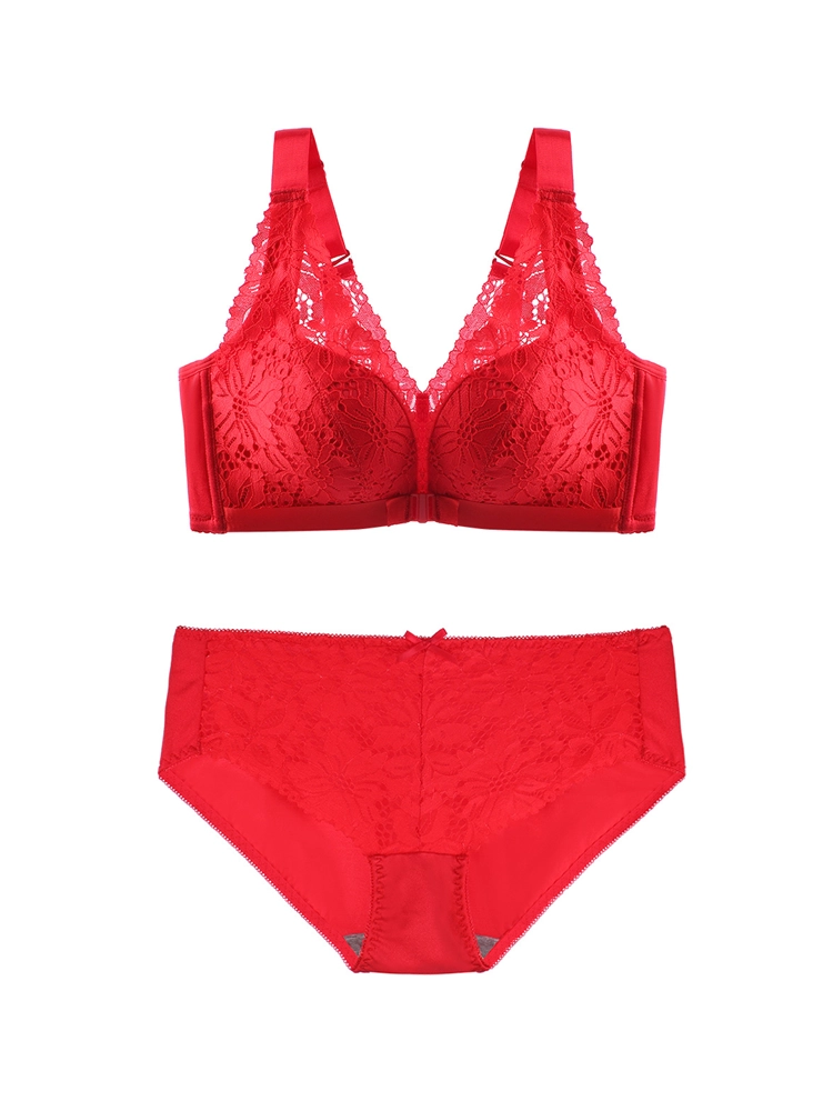 Breathable Front Closure Lace Floral Wire-free Bras