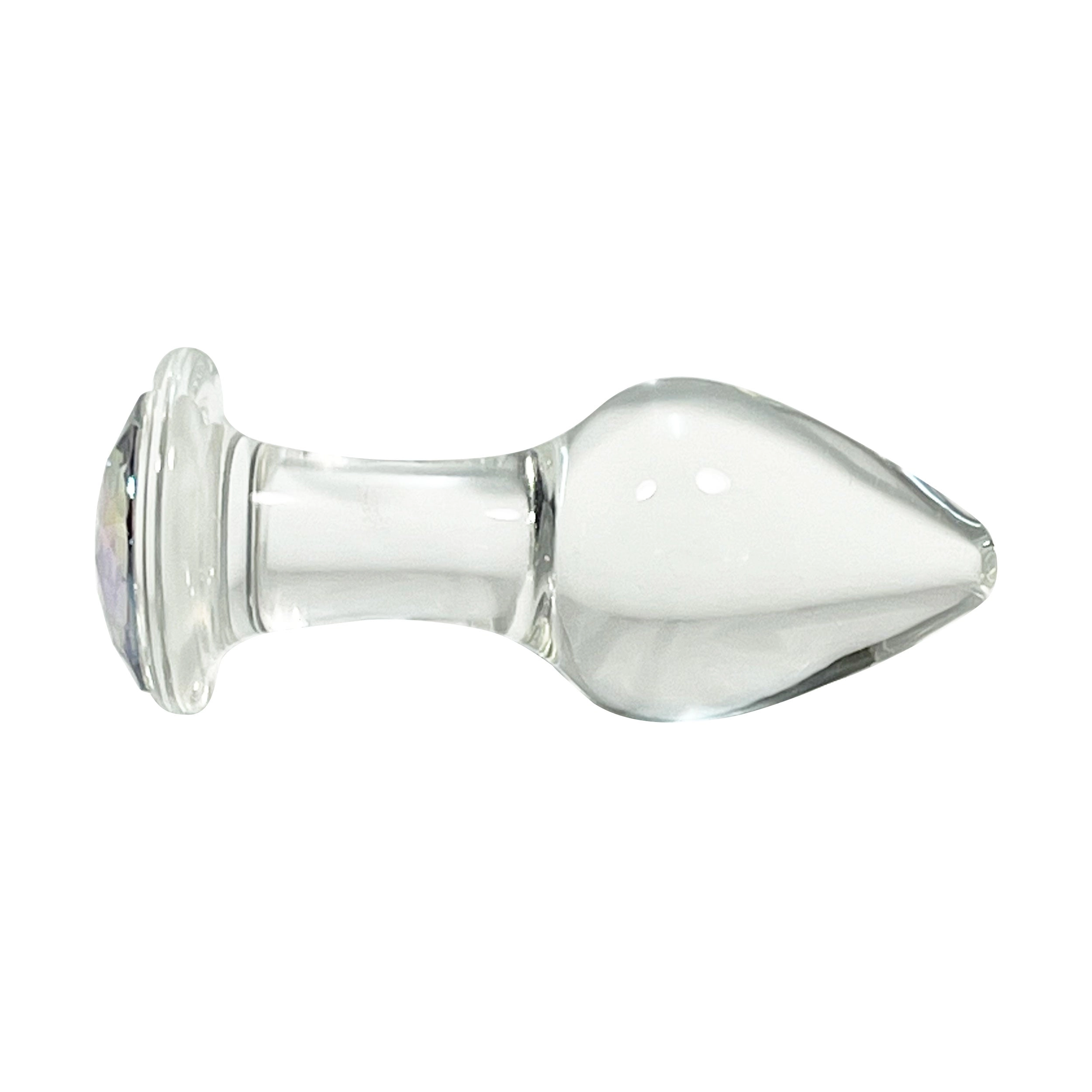 Fetish Pleasure Play Medium Glass Clear Jeweled Butt Plug