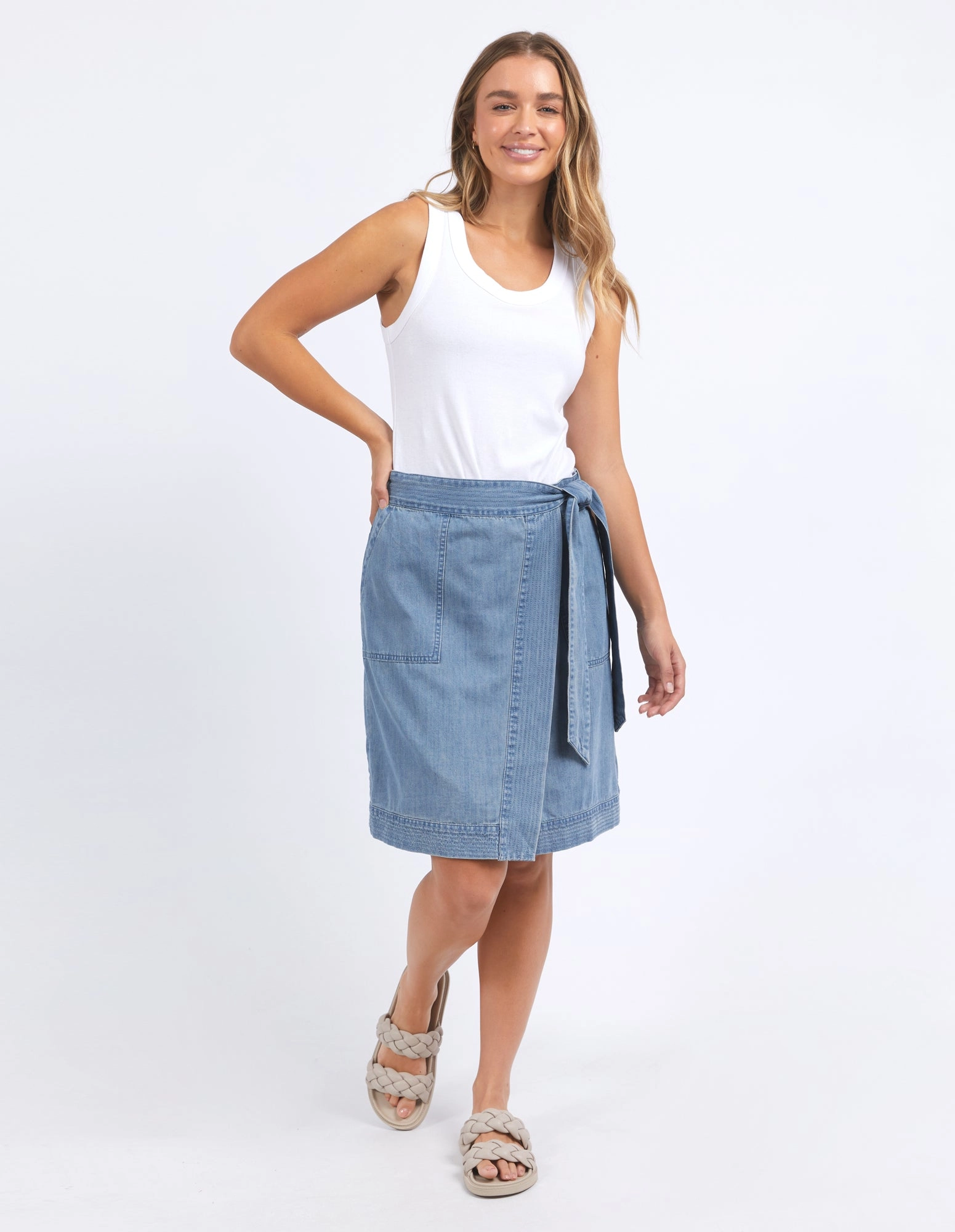 Foxwood Marieka Skirt Mid Blue Denim
