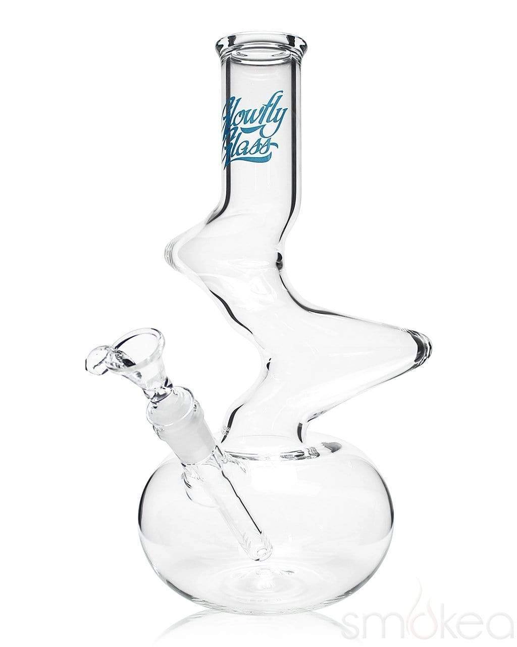 Glowfly Glass 13" Clear Double Zig Zag Bong