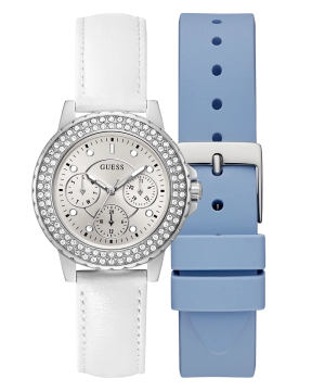 GUESS Ladies Silver Tone Multi-function Watch Box Set