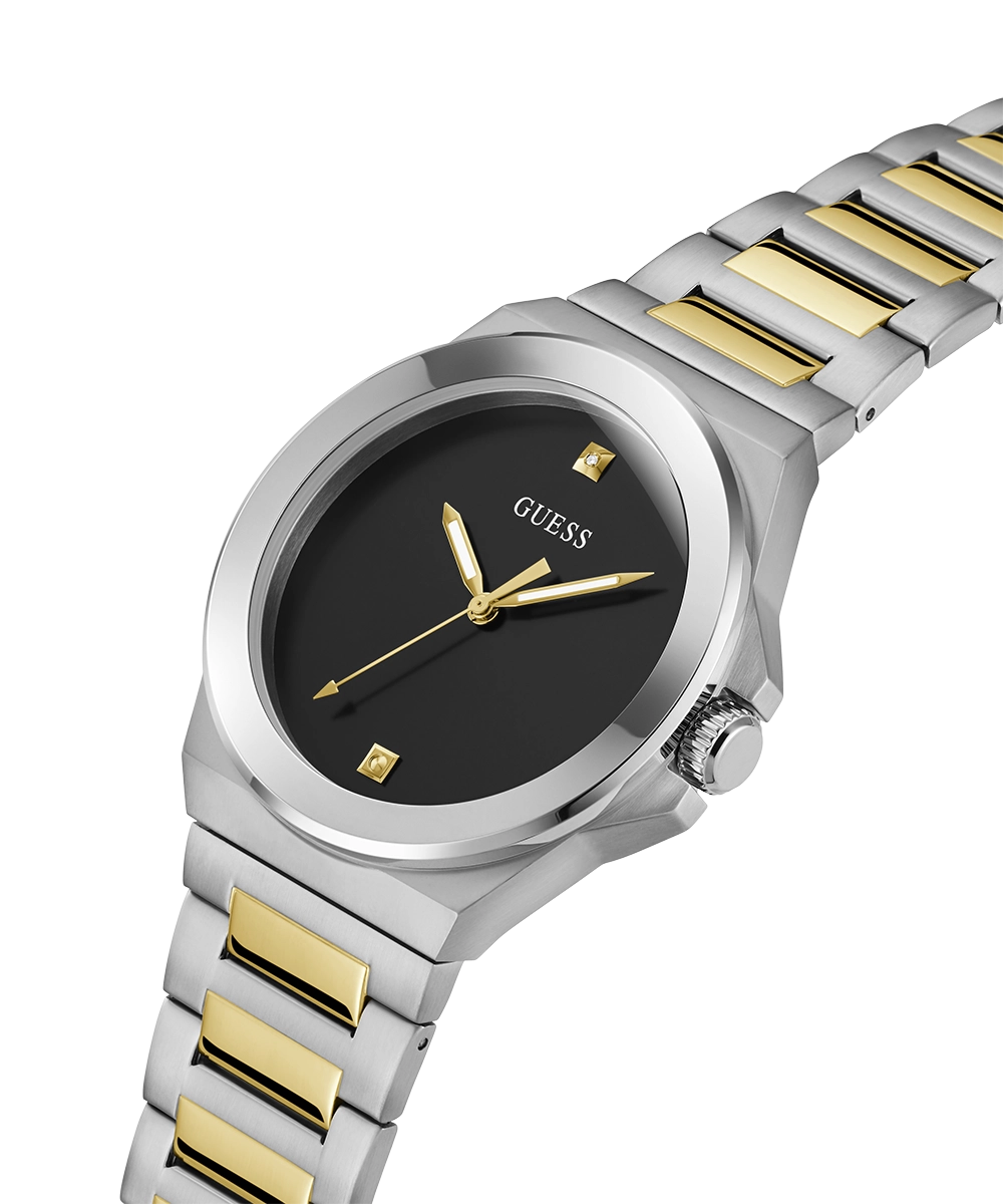 GUESS Mens 2-Tone Silver Tone Analog Watch