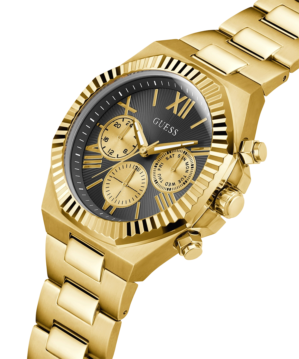 GUESS Mens Gold Tone Multi-function Watch