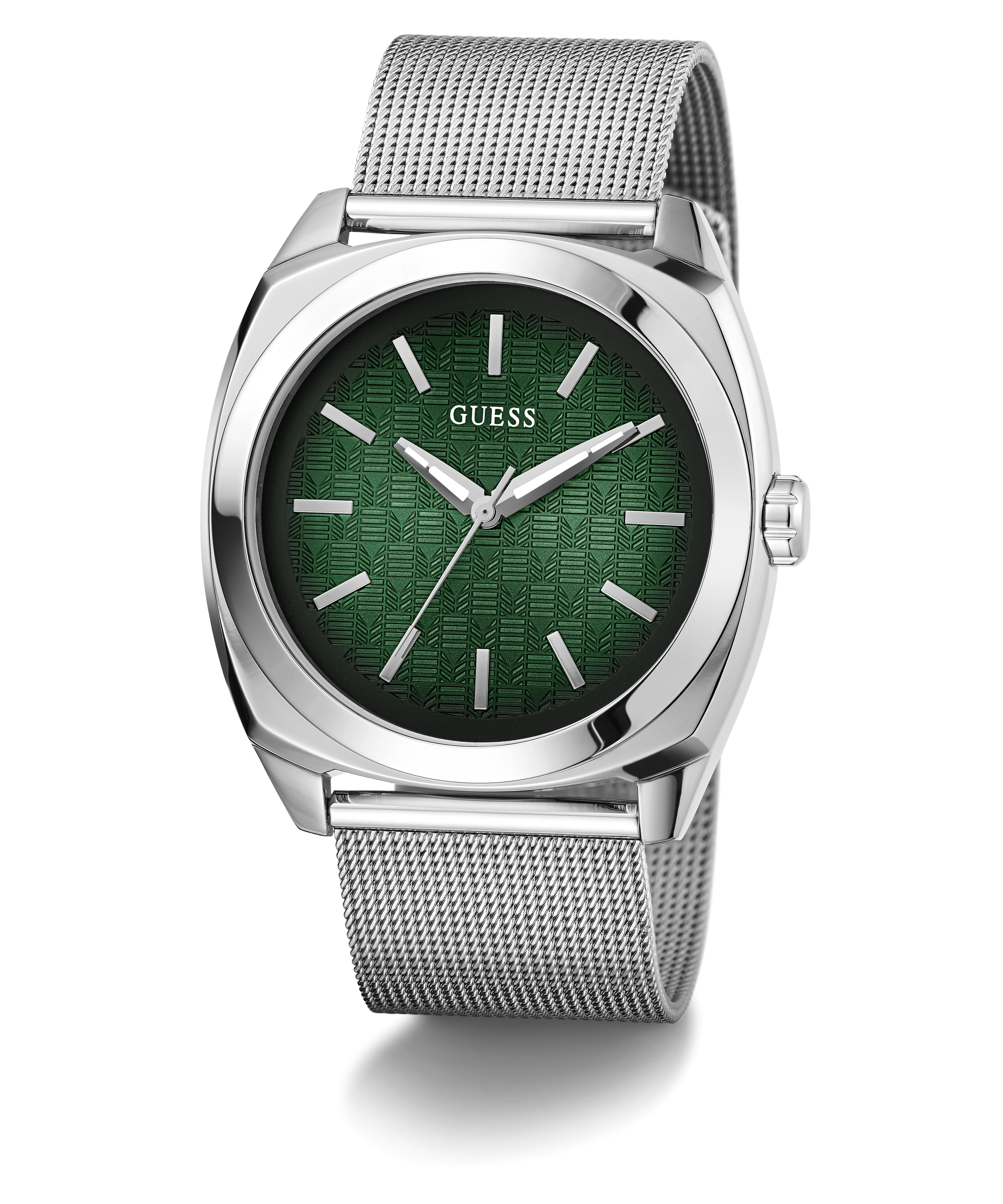 GUESS Mens Silver Tone Analog Watch