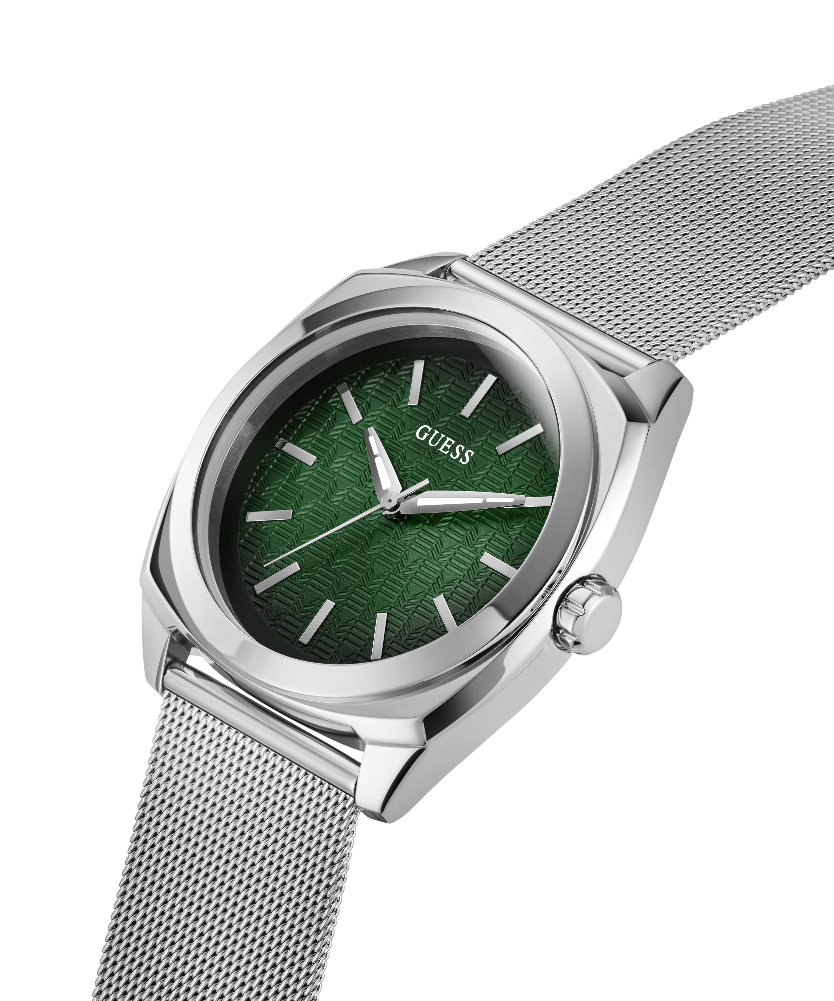 GUESS Mens Silver Tone Analog Watch