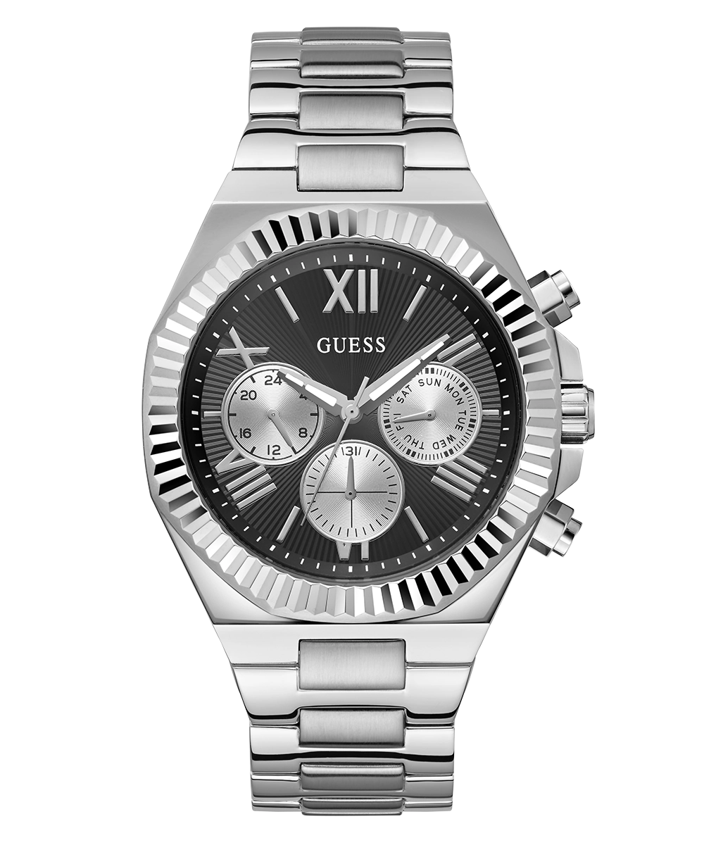 GUESS Mens Silver Tone Multi-function Watch
