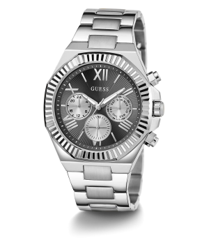 GUESS Mens Silver Tone Multi-function Watch