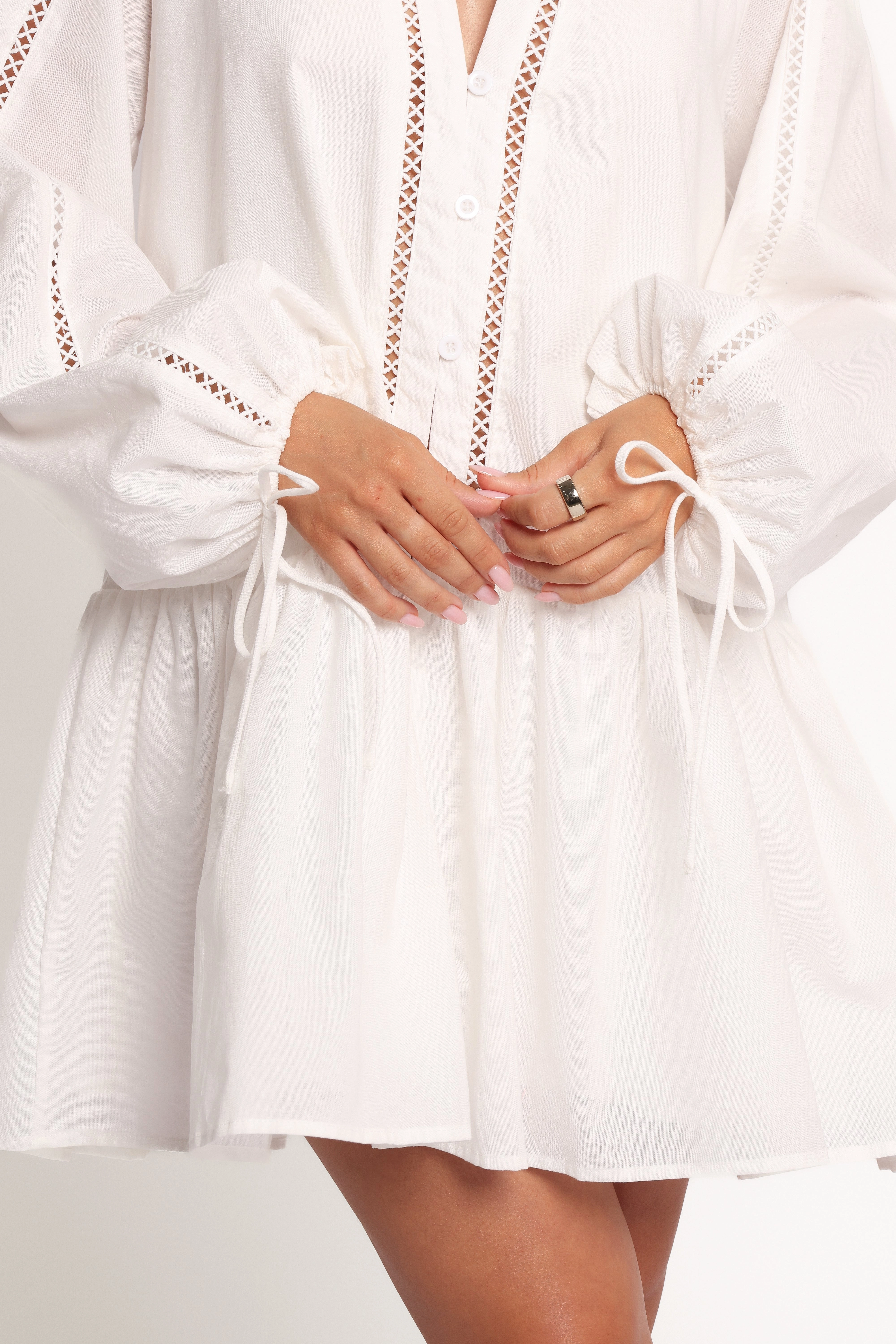 Hart Long Sleeve Mini Dress - White