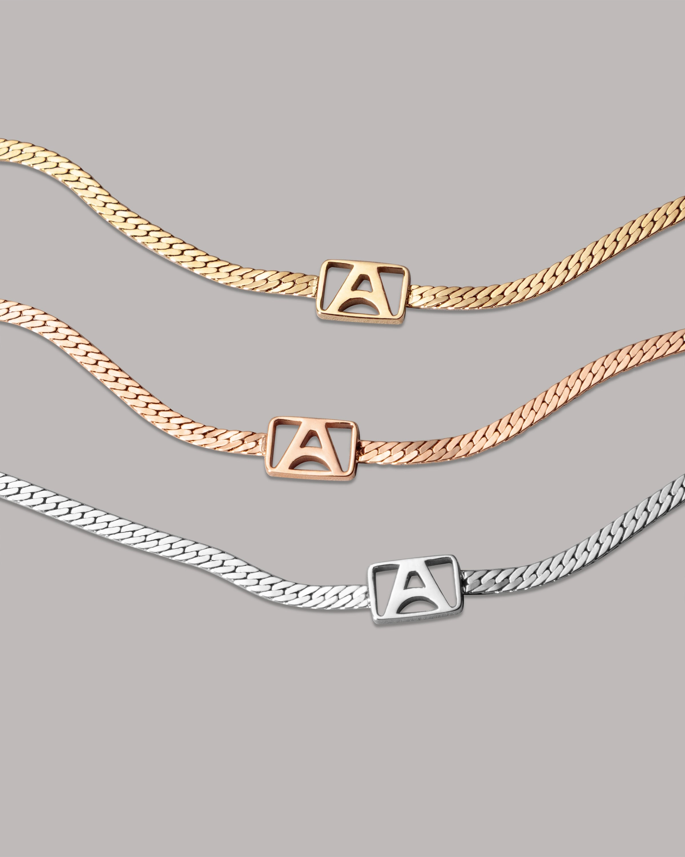 Herringbone & Logo Bracelet™ | Silver