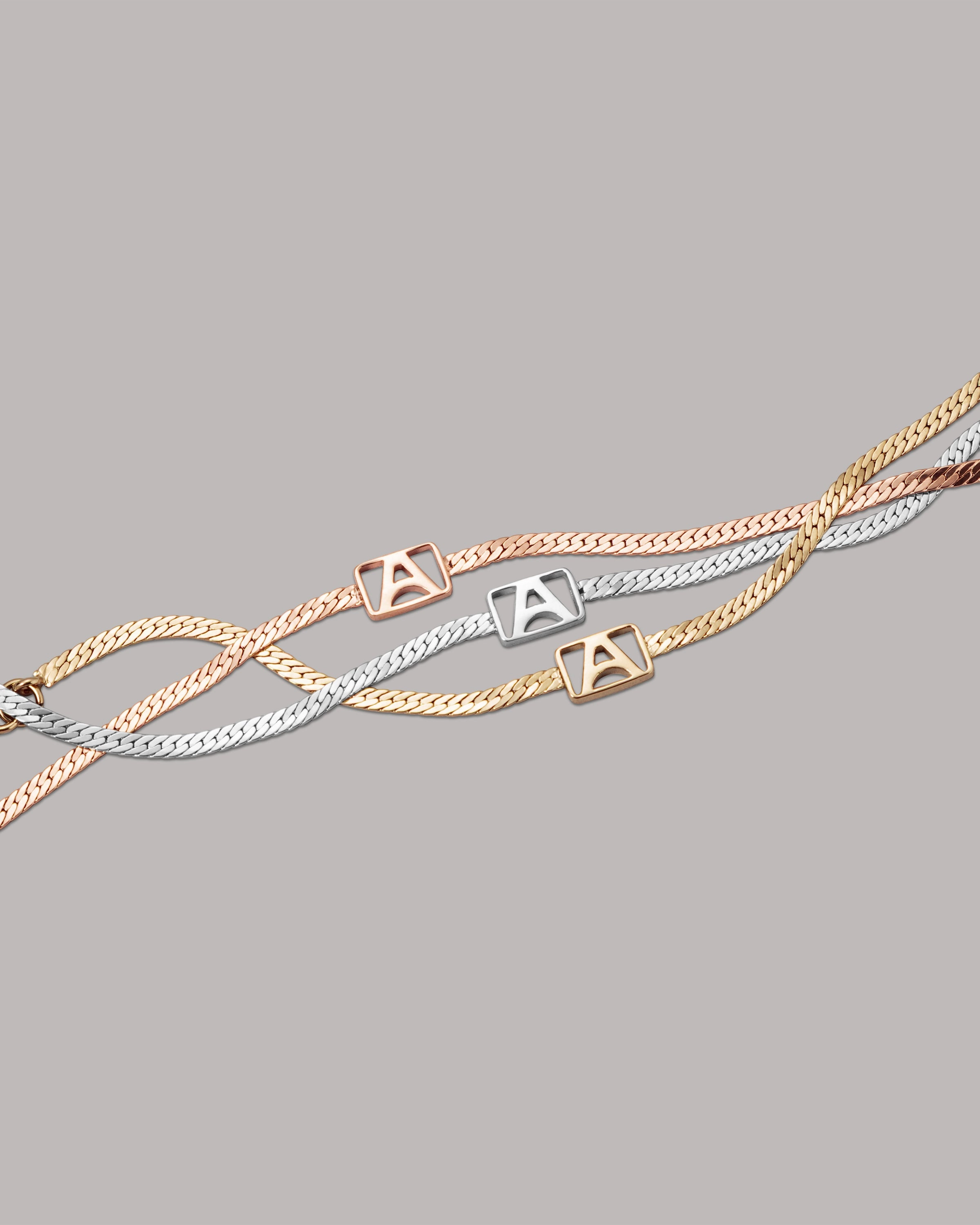 Herringbone & Logo Bracelet™ | Silver