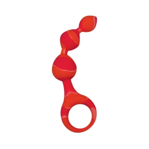 Hook N' Up Beaded Butt Plug - Swirl Orange