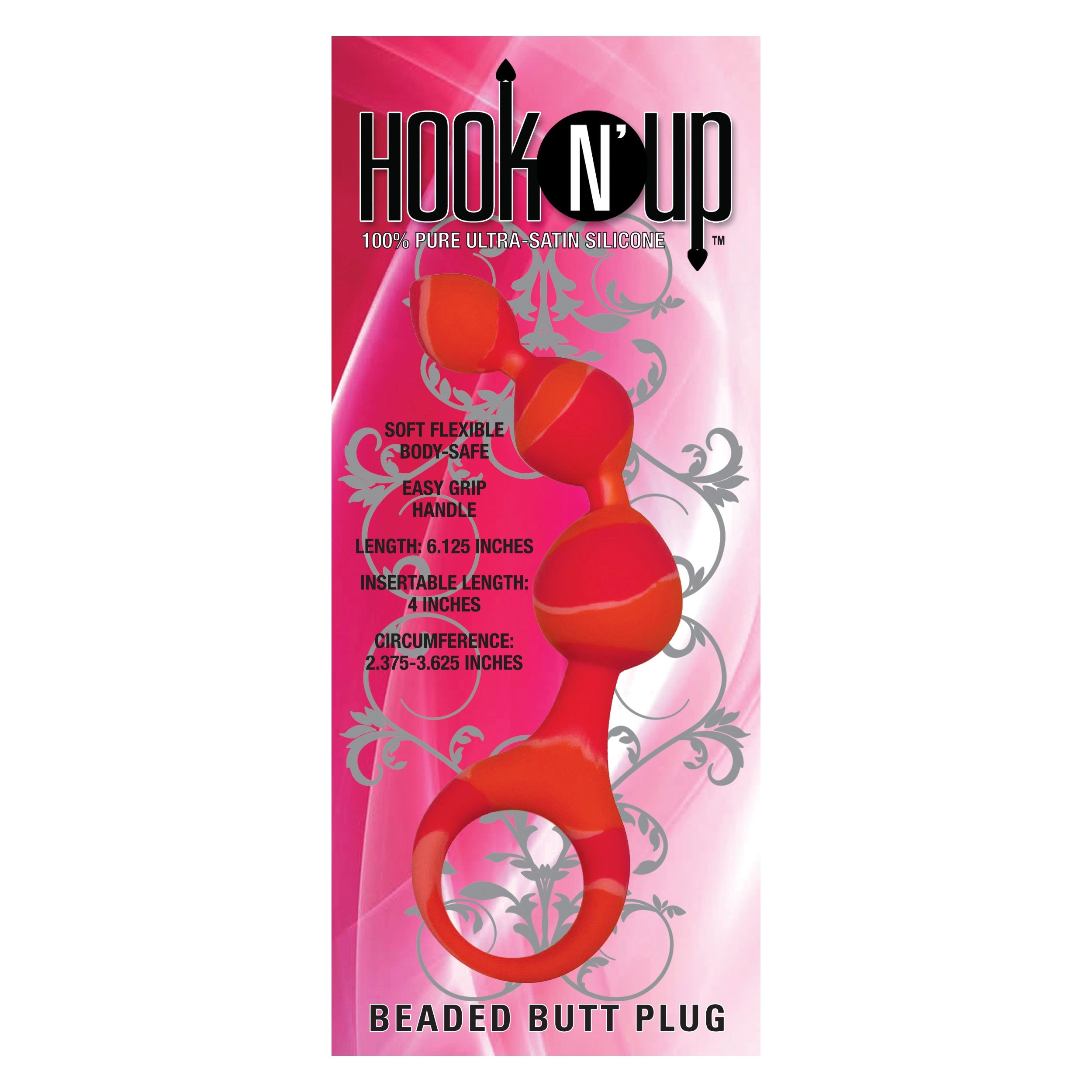 Hook N' Up Beaded Butt Plug - Swirl Orange