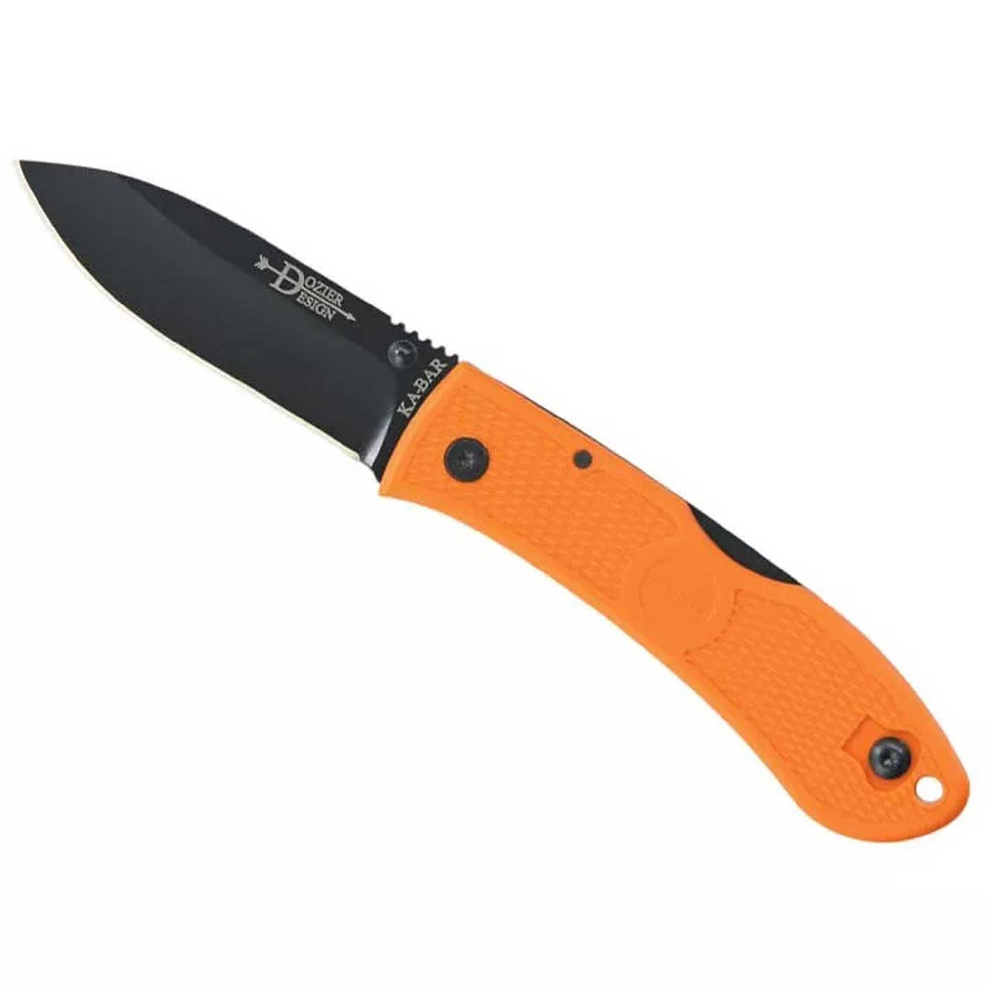 Ka-Bar Folding Knife - Dozier Black Plain Blade Blaze Orange Zytel Handle | KB4062BO