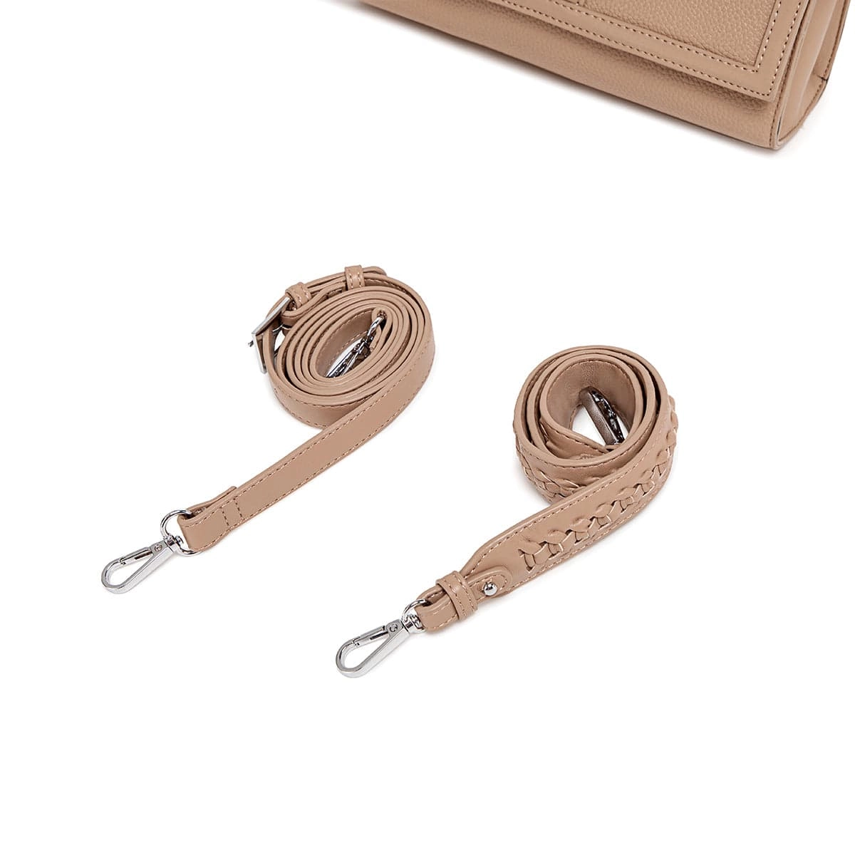 Krista Vegan Leather  Shoulder Bag | Latte Pebbled