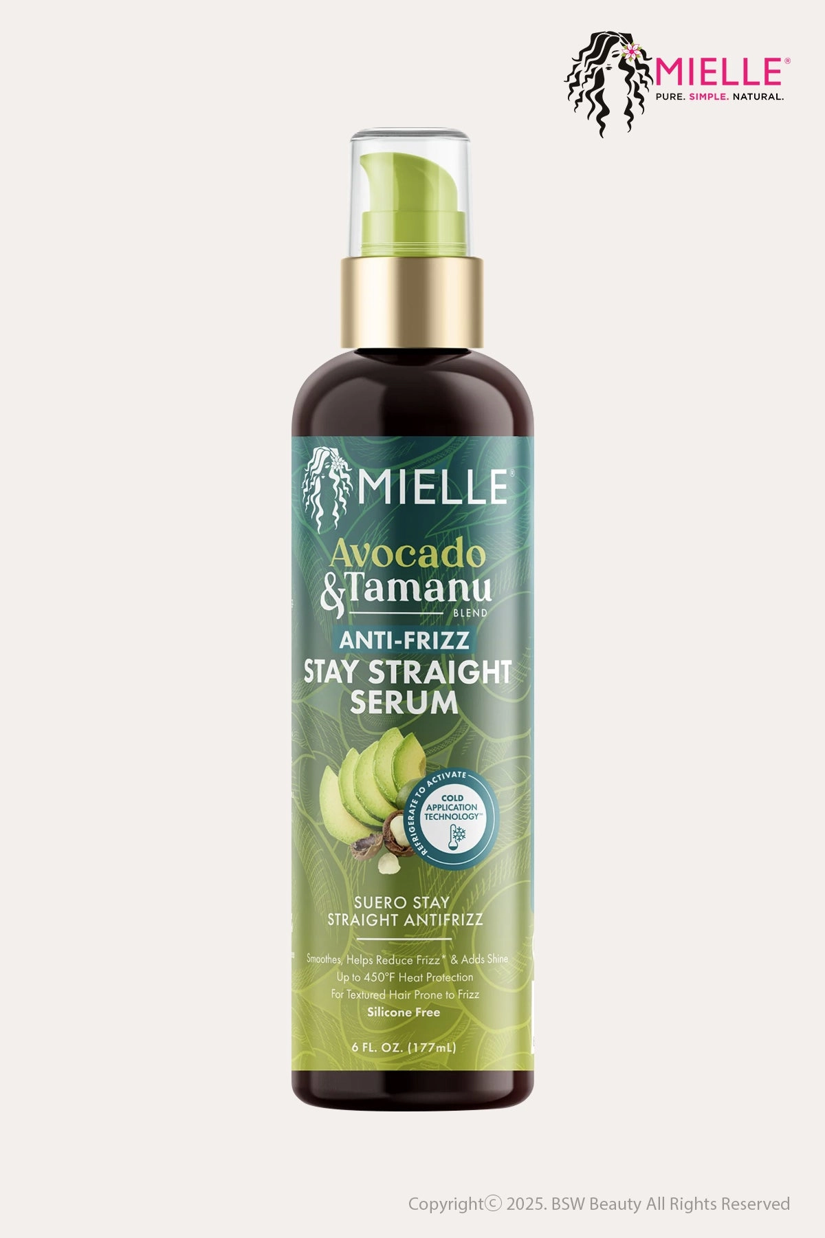 MIELLE AVOCADO & TAMANU ANTI-FRIZZ STAY STRAIGHT SERUM 6oz