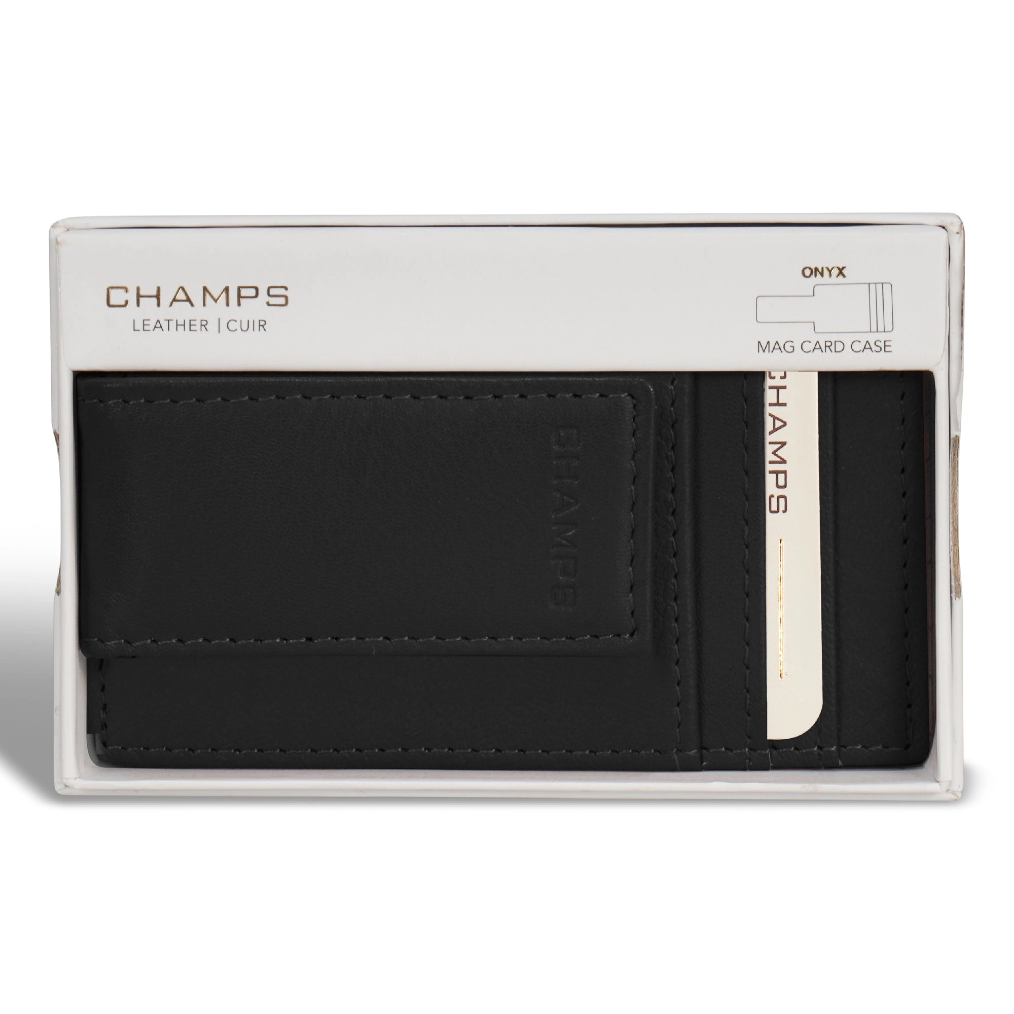 Onyx / Leather Mag Card Case *Drop Ship*