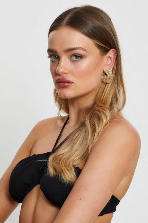 Print Trapped Flower Clear Plastic Hoop Earrings
