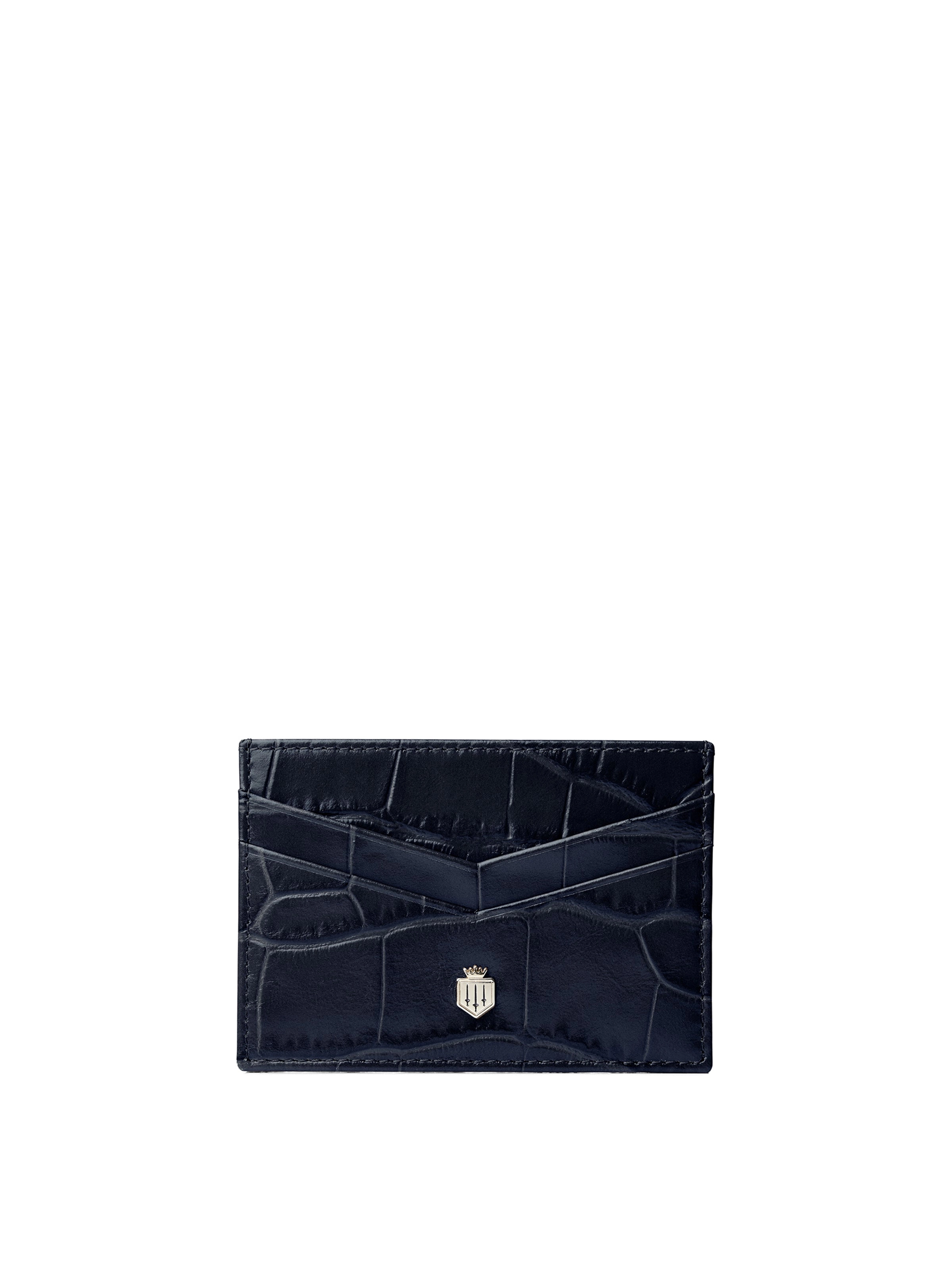 Signature Card Holder - Navy Croc Leather