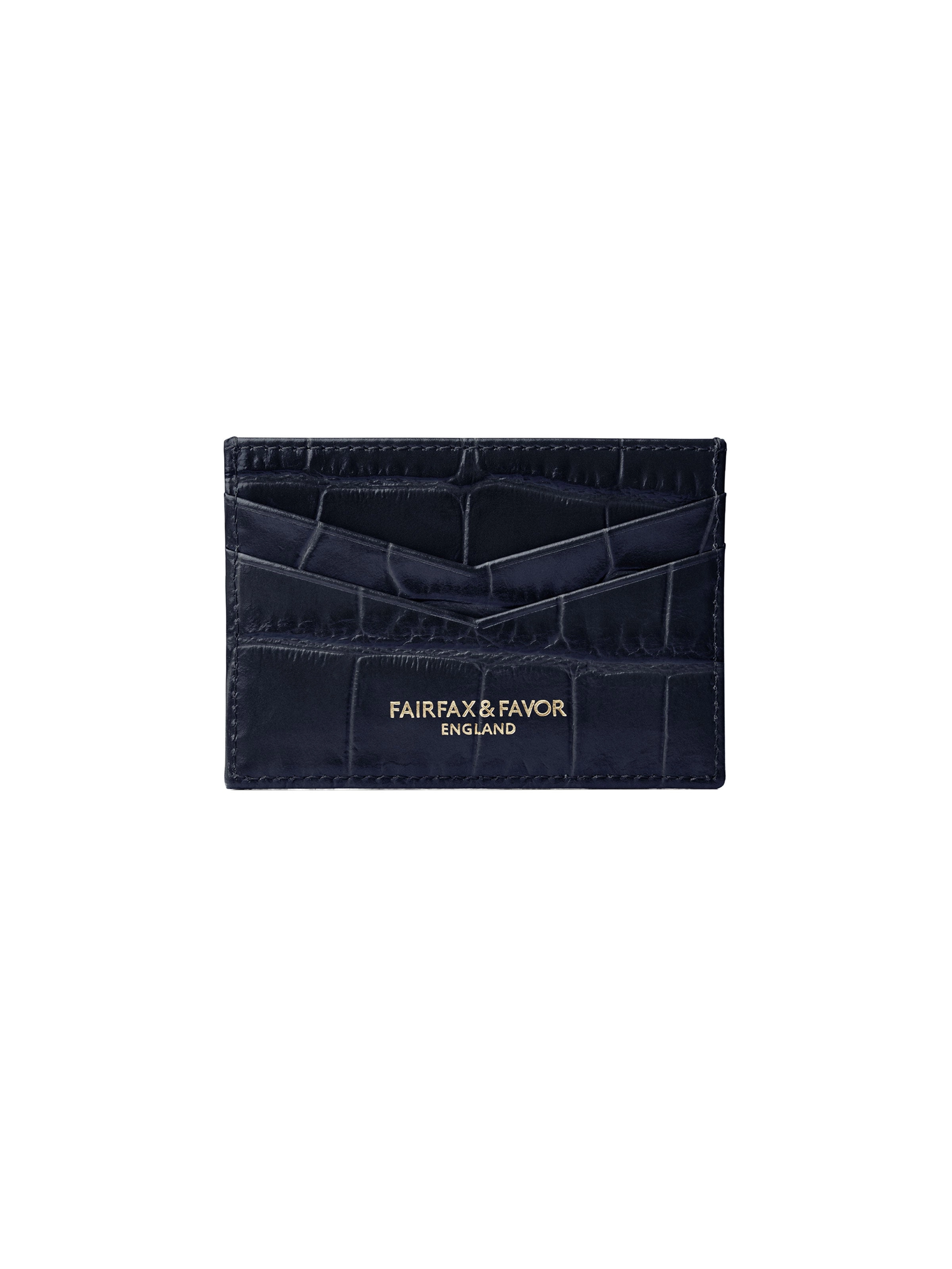 Signature Card Holder - Navy Croc Leather