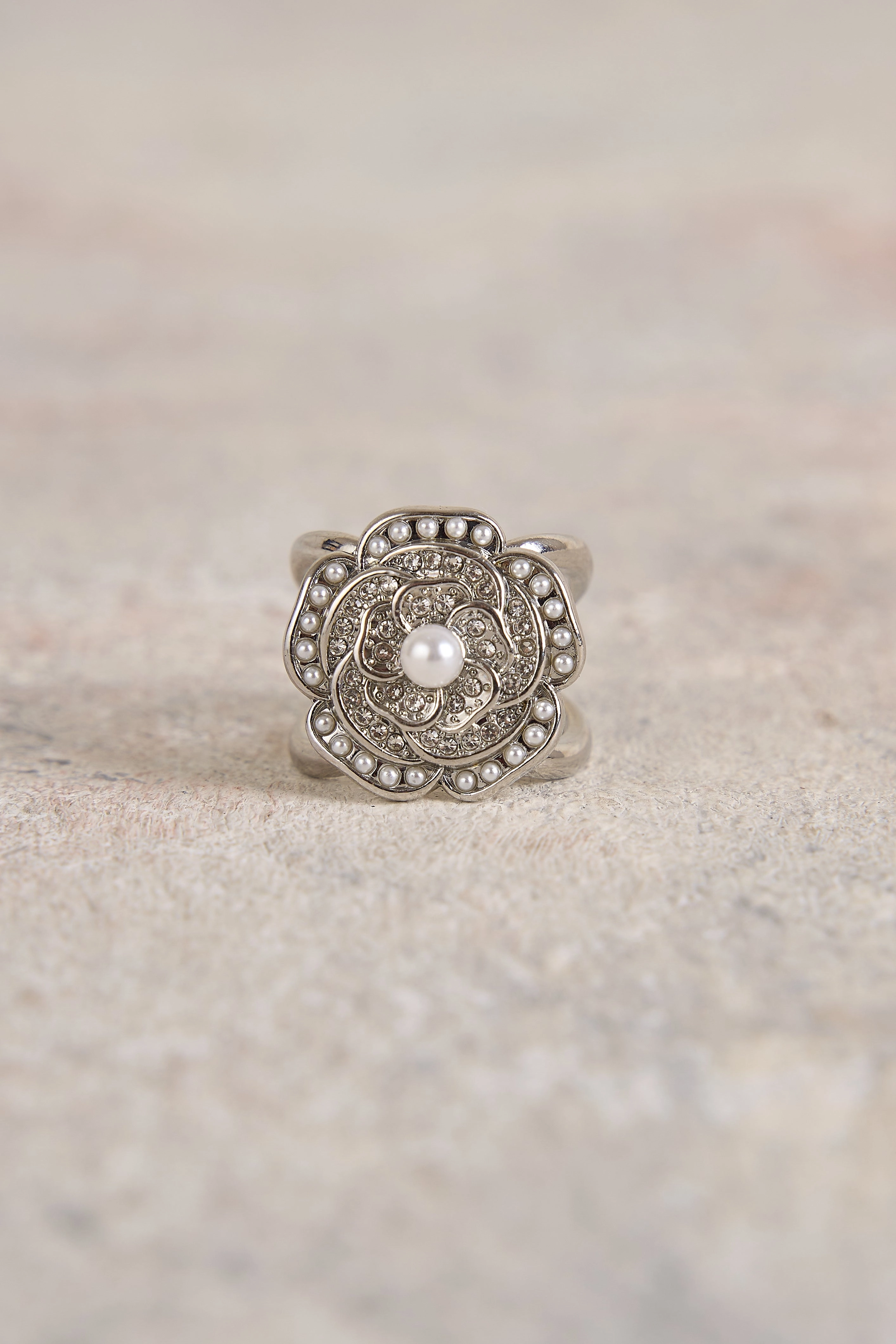Silver Rose Scarf Ring