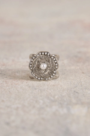 Silver Rose Scarf Ring