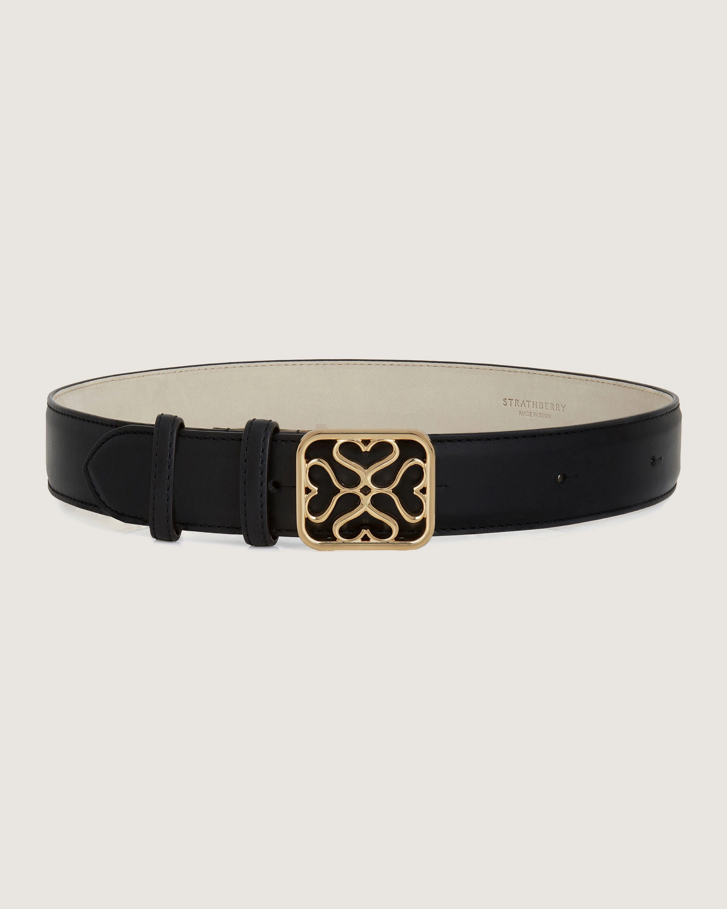 Strathberry Monogram Wide Buckle Belt - Black