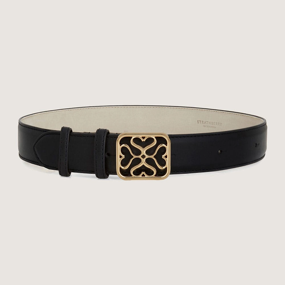 Strathberry Monogram Wide Buckle Belt - Black