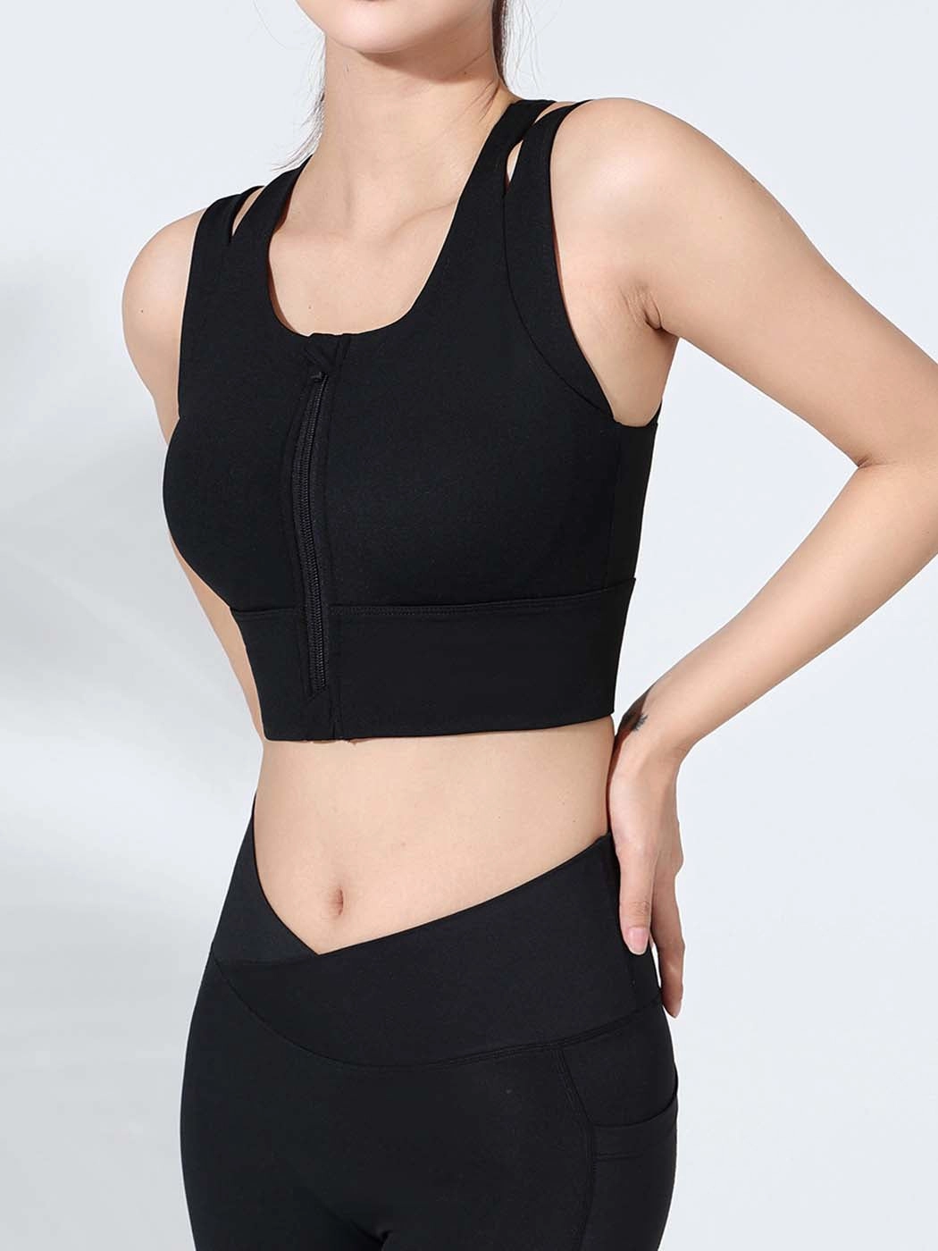 Stylish Front Zipper Yoga Sports Bra