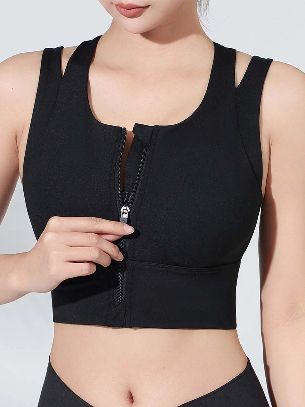 Stylish Front Zipper Yoga Sports Bra