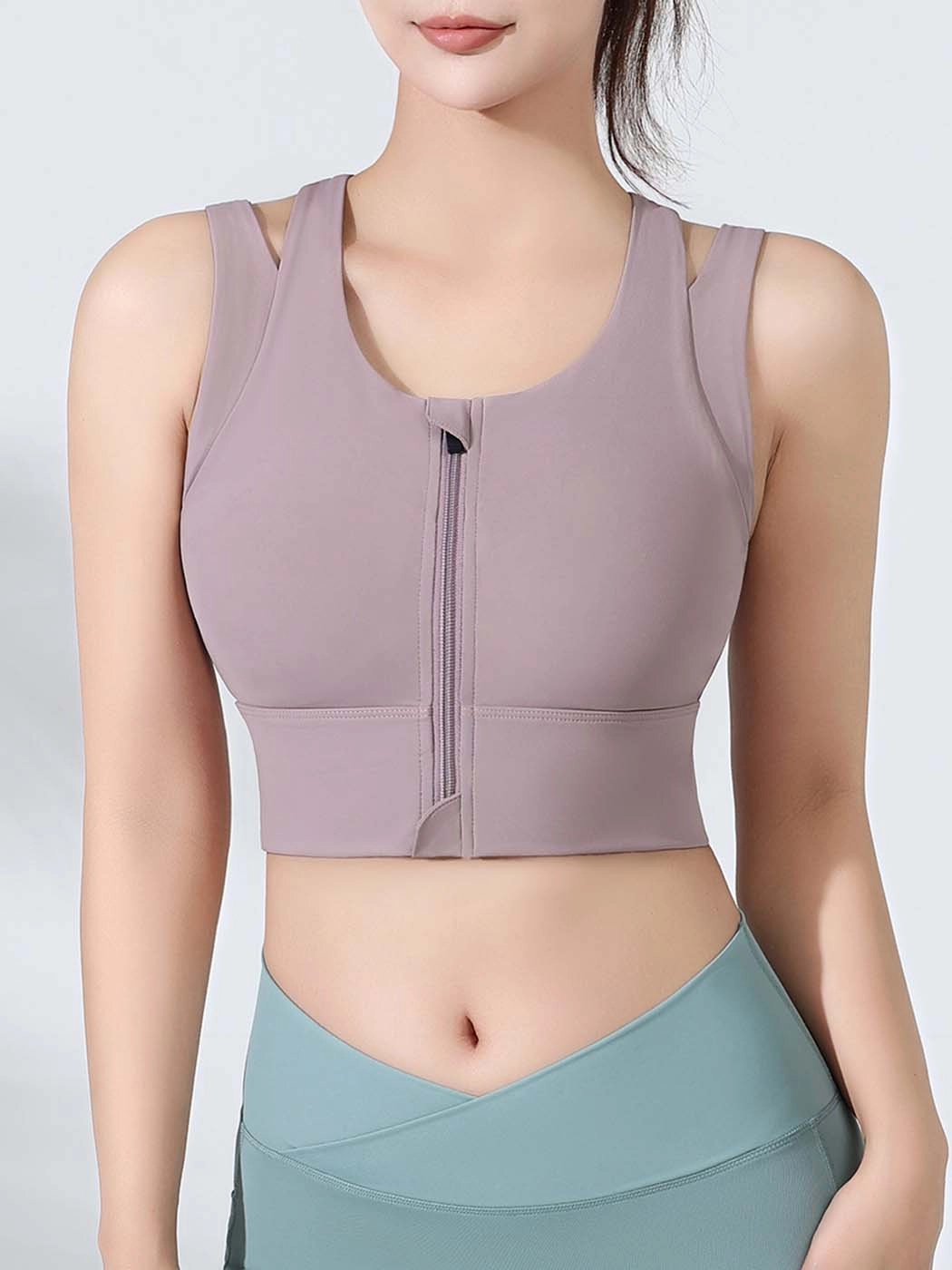 Stylish Front Zipper Yoga Sports Bra