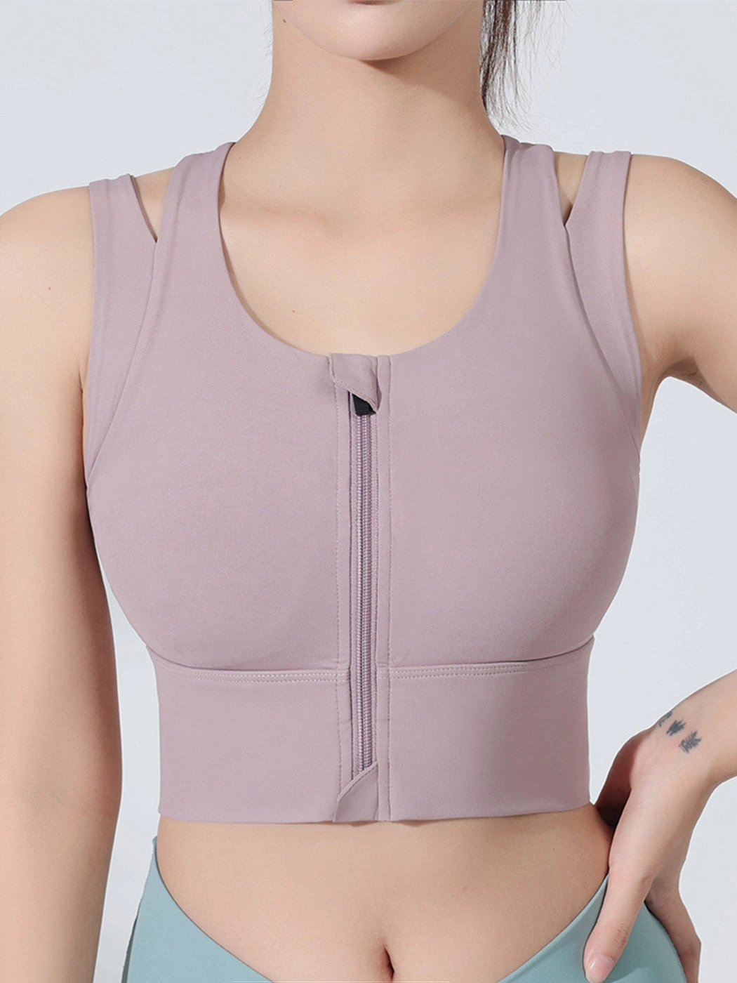 Stylish Front Zipper Yoga Sports Bra