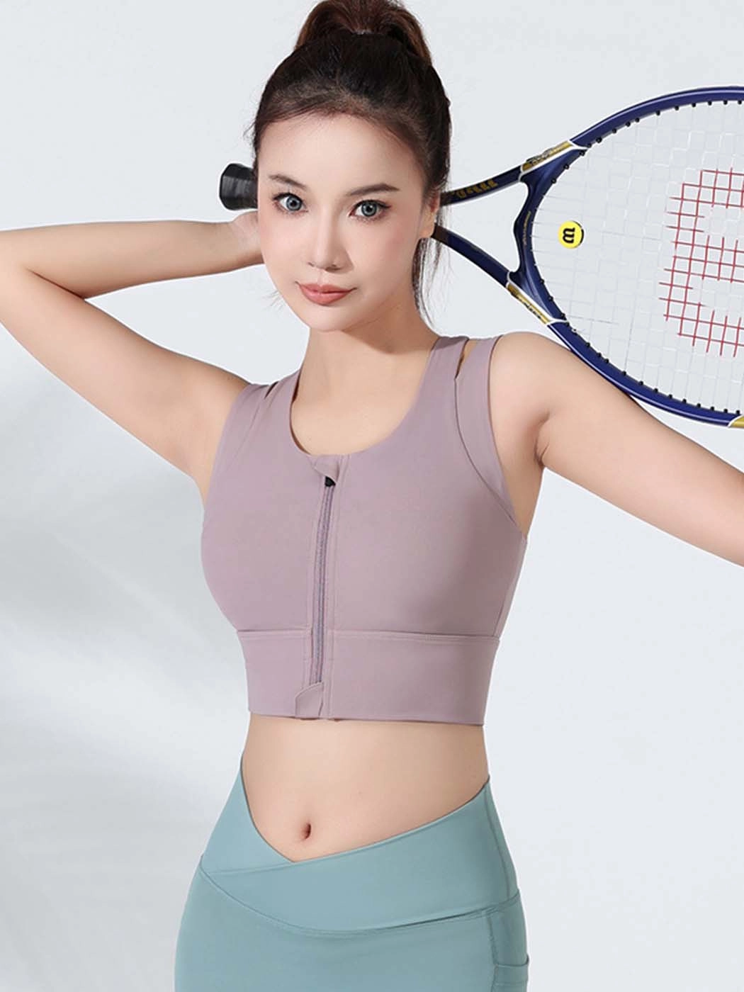 Stylish Front Zipper Yoga Sports Bra