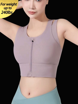 Stylish Front Zipper Yoga Sports Bra