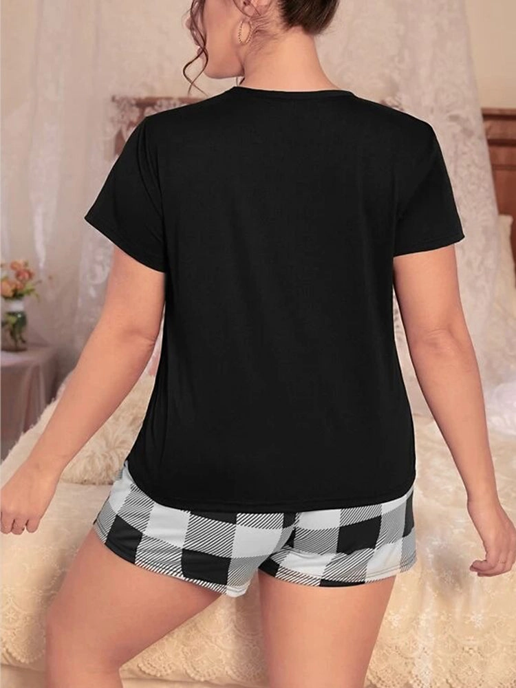 Women's Cute Casual Short-Sleeve and Shorts Pajama Set