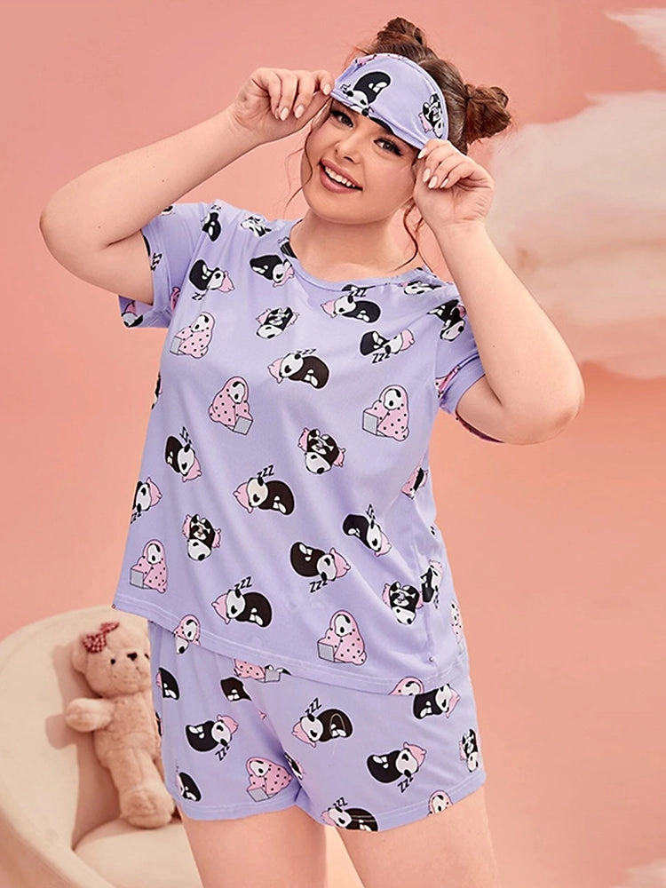 Women's Cute Casual Short-Sleeve and Shorts Pajama Set