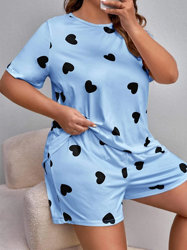 Women's Cute Casual Short-Sleeve and Shorts Pajama Set
