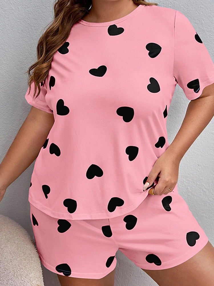 Women's Cute Casual Short-Sleeve and Shorts Pajama Set